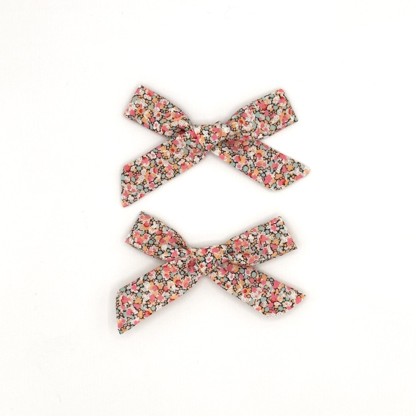 Small Schoolgirl Bows in Liberty Fabric - Grapefruit, Set of 2
