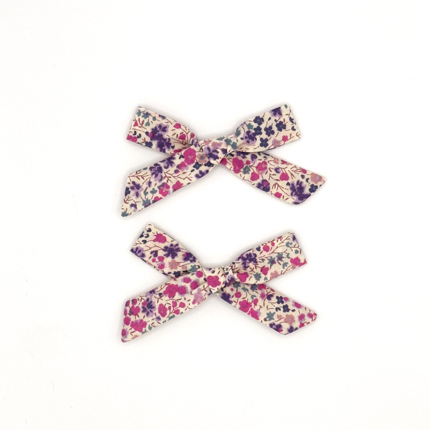 Small Schoolgirl Bows in Liberty Fabric - Plum, Set of 2