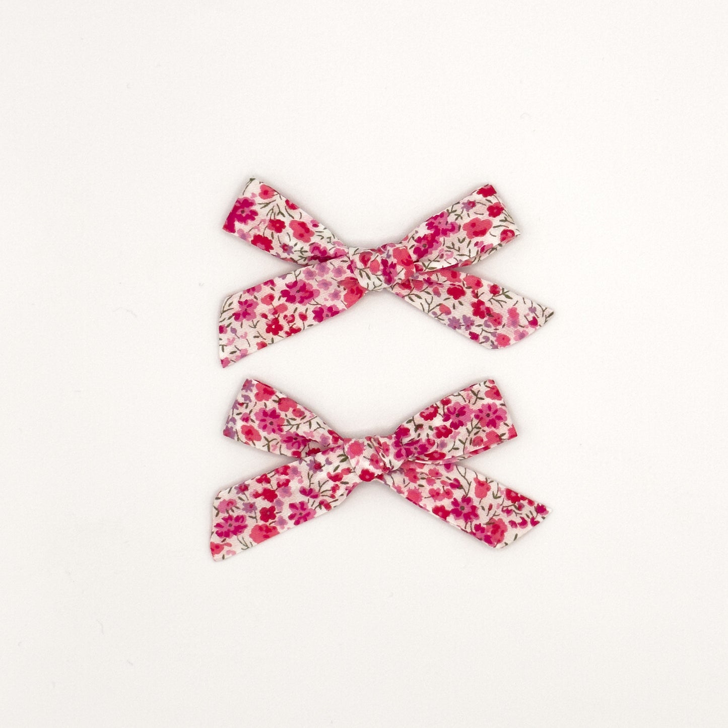 Small Schoolgirl Bows in Liberty Fabric - Dragonfruit, Set of 2