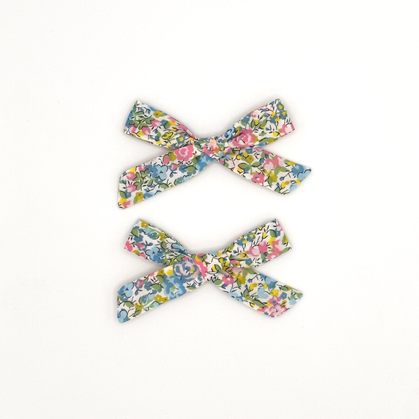 Small Schoolgirl Bows in Liberty Fabric - Mini Eggs, Set of 2