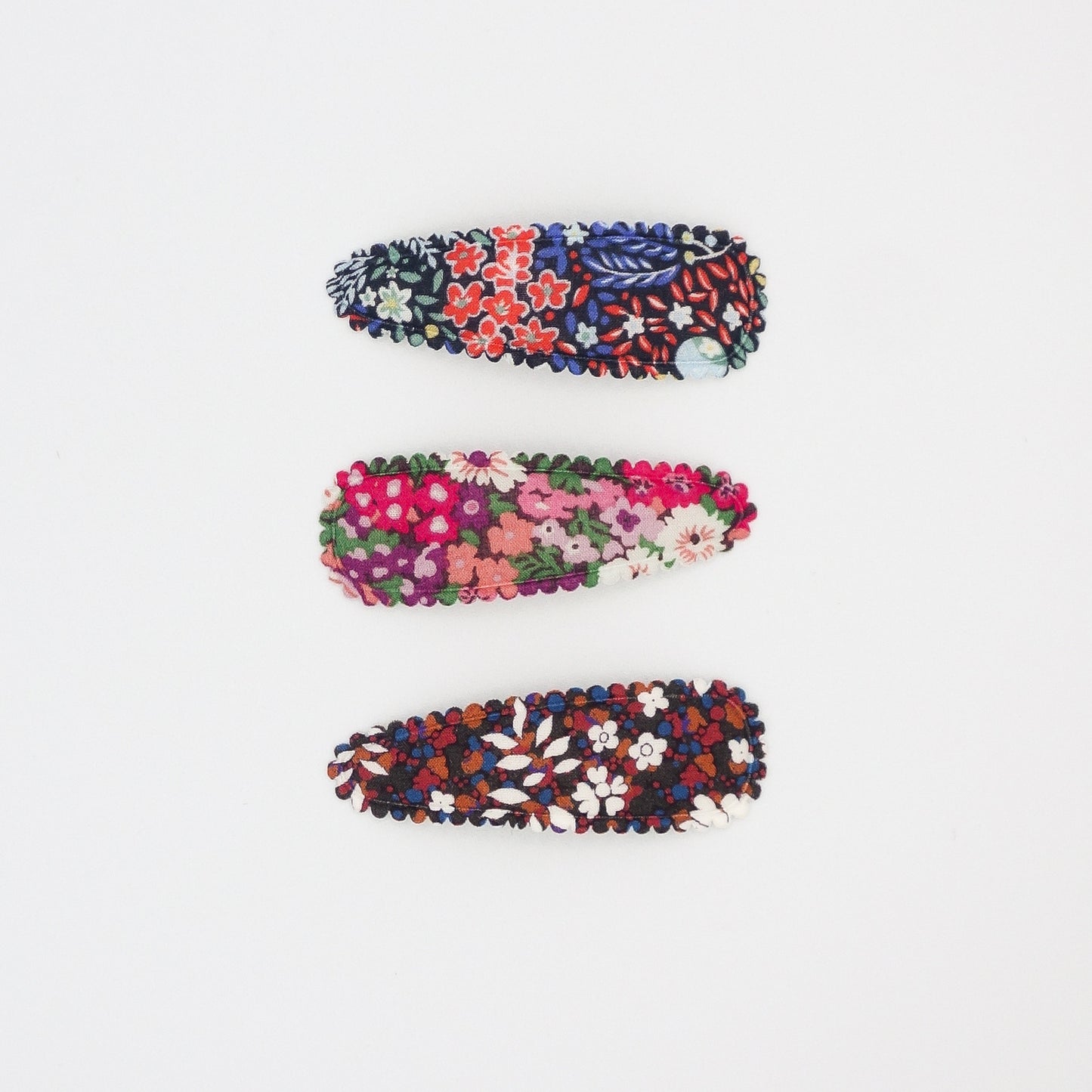 Liberty Fabric Snap Clips (Red/Purple) 3-Pack