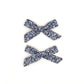 Small Schoolgirl Bows in Liberty Fabric - Blue Jay, Set of 2
